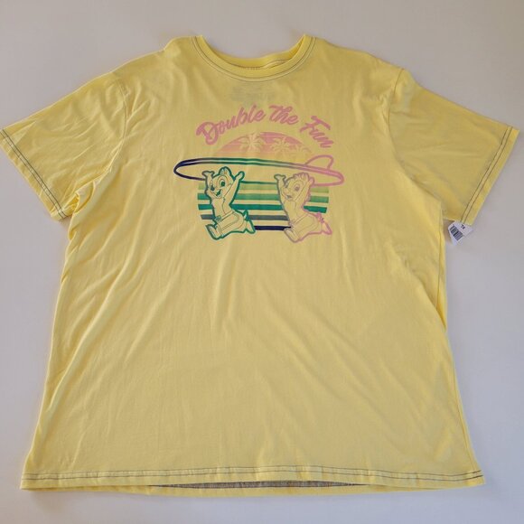 Chip And Dale Double The Fun Disney Parks Yellow Adult Tshirt XL NWT - Picture 1 of 9